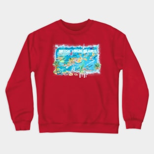 British_Virgin_Islands_ Illustrated_ Travel_ Map_ with_ Roads_ and_ HighlightsS Crewneck Sweatshirt